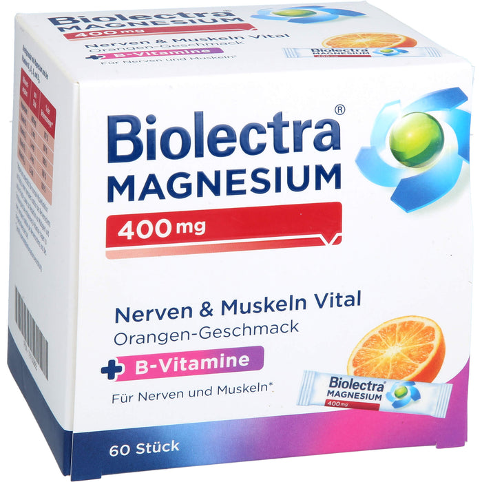 Biolectra Magnesium 400 mg Nerven & Muskeln Vital Sticks mit Orangen-Geschmack, 60 St. Sticks