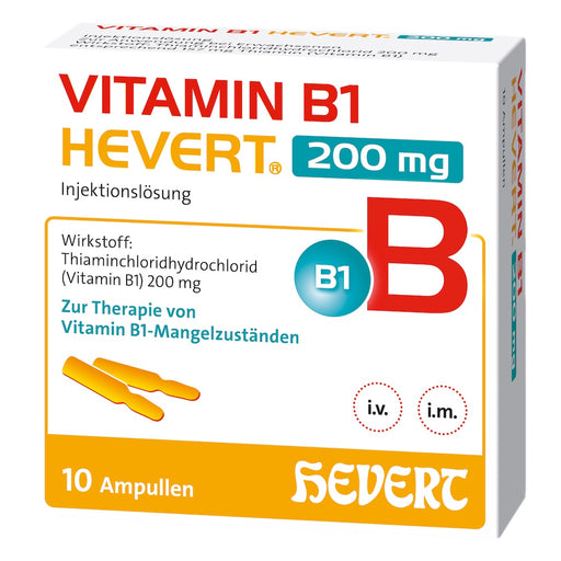 Hevert Vitamin B1 200 mg Lösung bei ausgeprägtem Vitamin B1-Mangel, 10 St. Ampullen