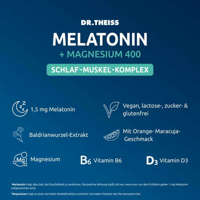 Dr. Theiss Melatonin + Magnesium Schlaf-Komplex Pulver, 30 St. Beutel