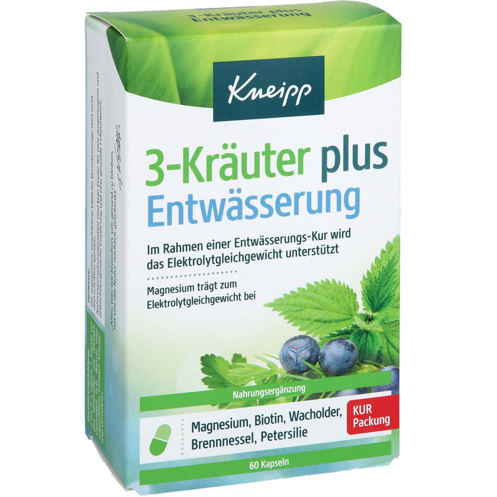 Kneipp 3-Kräuter plus Entwässerung Kapseln im Rahmen einer Entwässerungs-Kur, 60 St. Kapseln