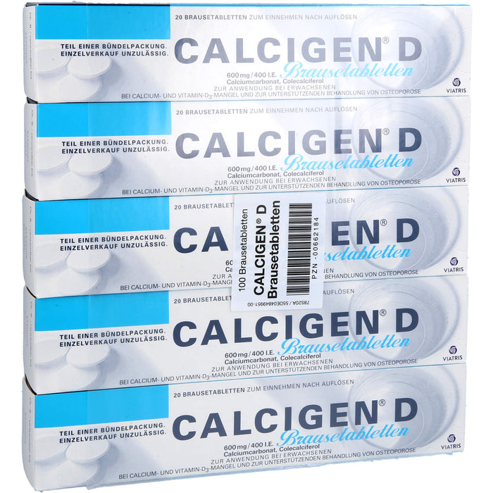 CALCIGEN D 600 mg / 400 I.E. Brausetabletten bei gleichzeitigem Calcium- und Vitamin D-Mangel, 100 St. Brausetabletten