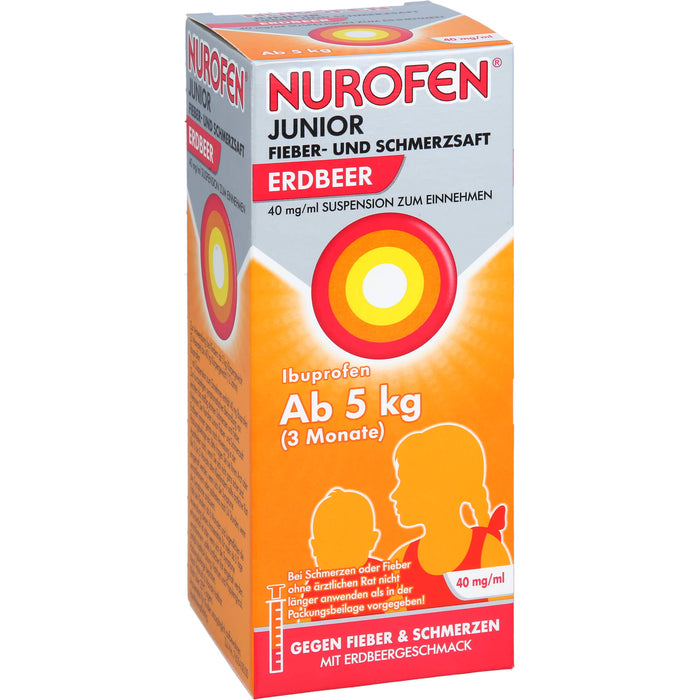 Nurofen Junior Fieber- und Schmerzsaft Erdbeer 40 mg/ml Suspension zum Einnehmen, 150 ml Lösung